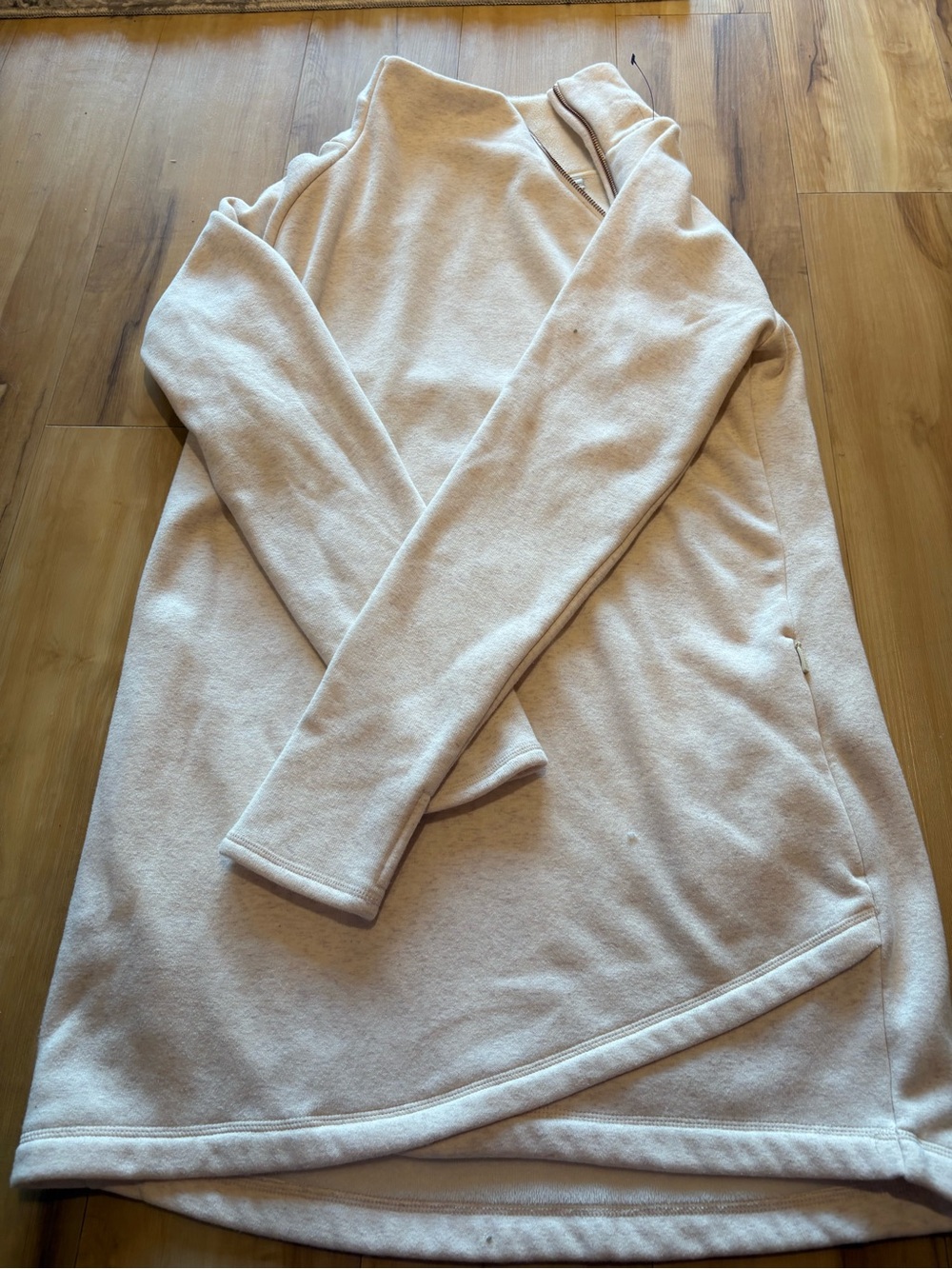 Athleta Light Beige Quarter-Zip Pullover Sweatshirt